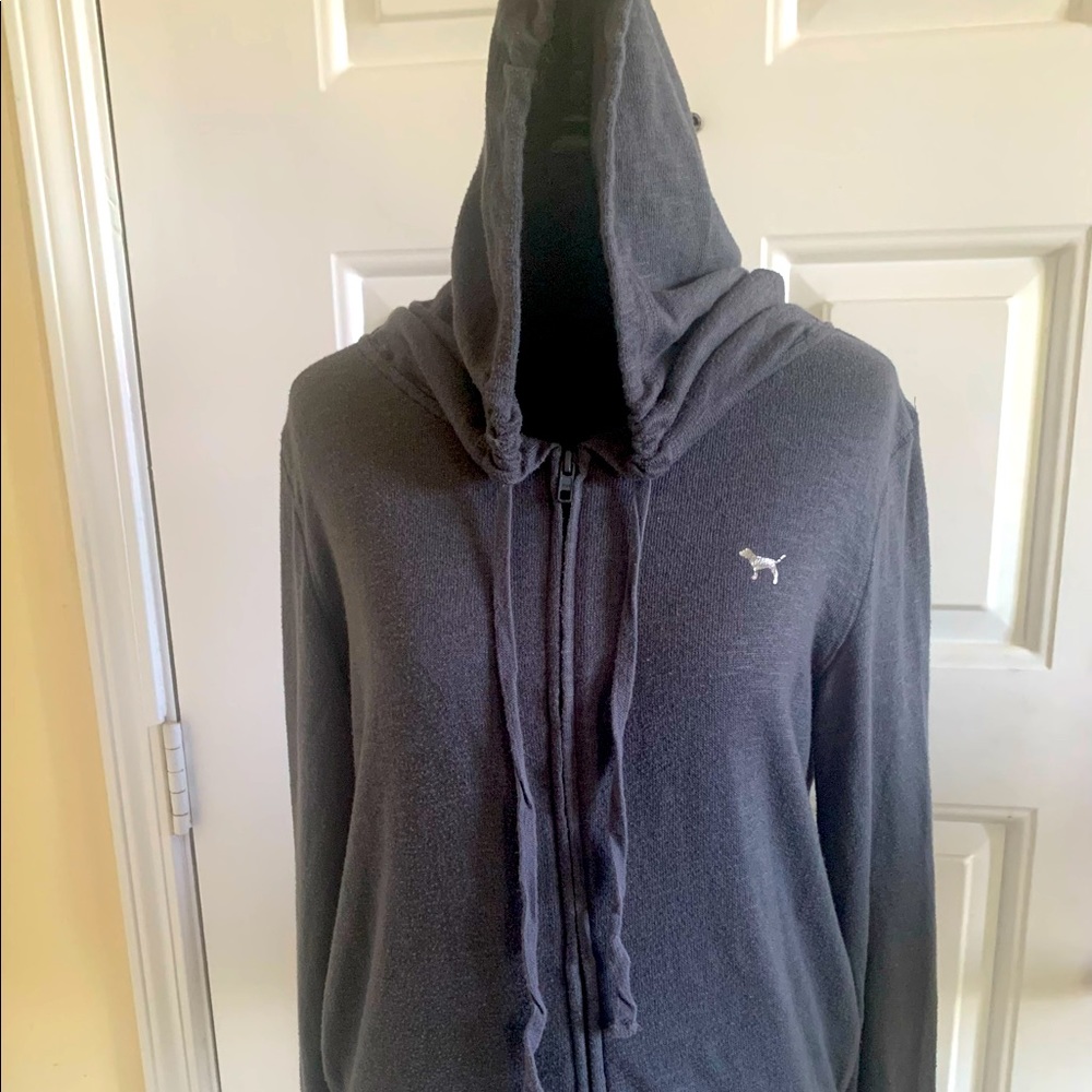 Victoria's Secret PINK Two Toned Gray Zip Front Hoodie Size S Like New